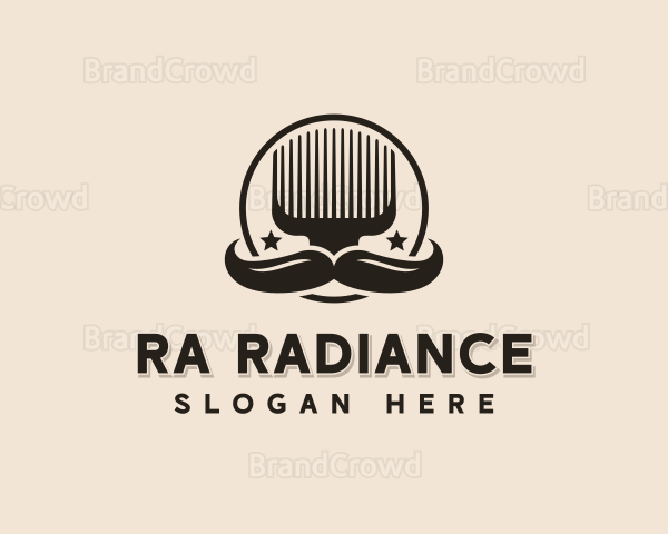 Grooming Comb Mustache Logo