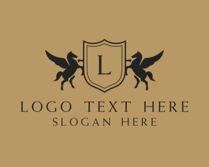 Hotel - Pegasus Horse Shield logo design