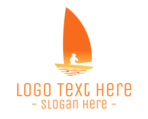 Lake - Fisherman Sail Boat logo design