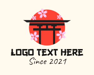 Mount Fuji - Japanese Flower Architecture logo design
