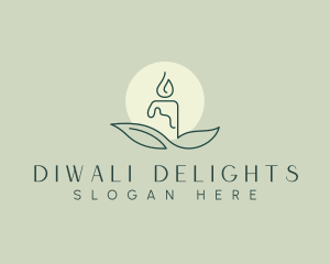 Diwali - Leaves Candle Light logo design