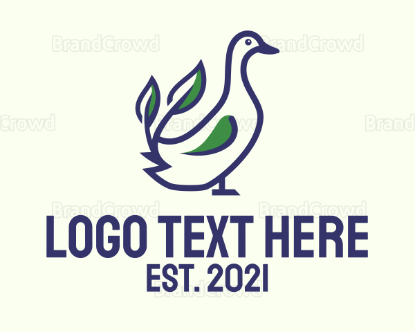 Leaf Outline Duck Logo
