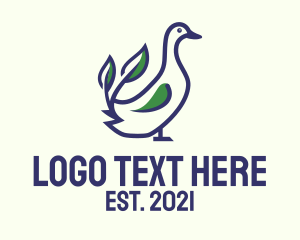 Farm Animal - Leaf Outline Duck logo design