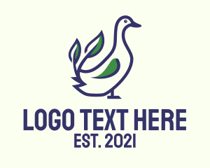 Wildlife Sanctuary - Leaf Outline Duck logo design