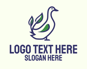 Leaf Outline Duck  Logo