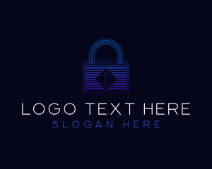 Cyber - Padlock Tech Security logo design