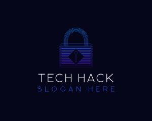 Padlock Tech Security logo design