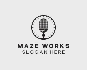 Studio Microphone Broadcast logo design