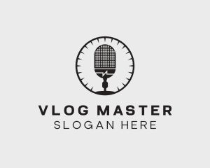 Vlogger - Studio Microphone Broadcast logo design