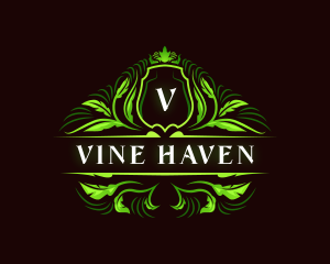 Vine Shield Ornamental logo design