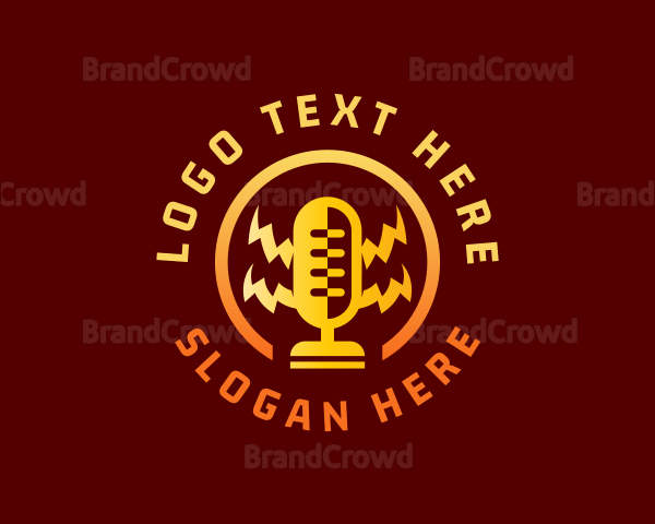 Broadcasting Podcast Mic Logo