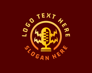 Microphone - Broadcasting Podcast Mic logo design