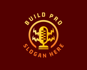 Broadcasting Podcast Mic Logo