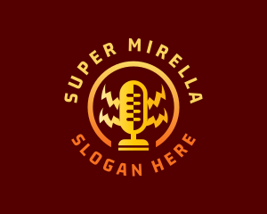 Broadcasting Podcast Mic Logo