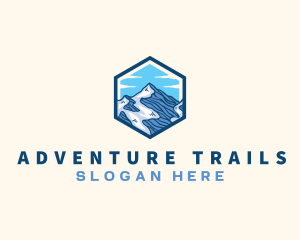 Mountain Peak Hexagon logo design