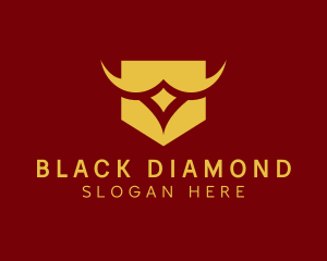 Horns Shield Diamond Bull logo design