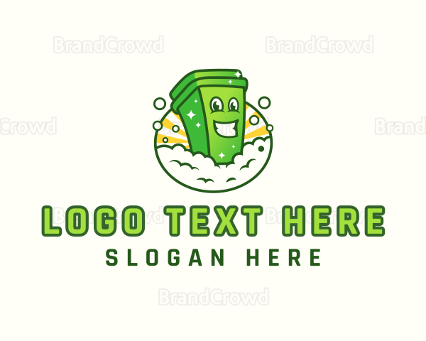 Trash Bin Bubble Character Logo