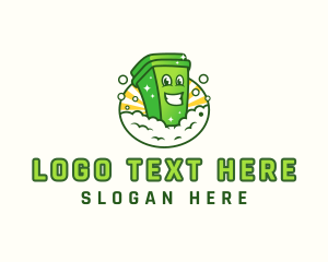 Recycle - Trash Bin Bubble Character logo design