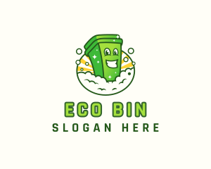 Bin - Trash Bin Bubble Character logo design