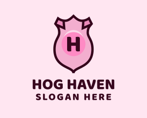 Hog - Pig Shield Lettermark logo design