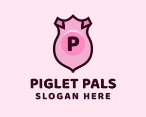 Piglet - Pig Shield Lettermark logo design