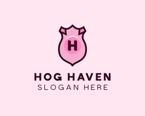 Pig Shield Lettermark logo design