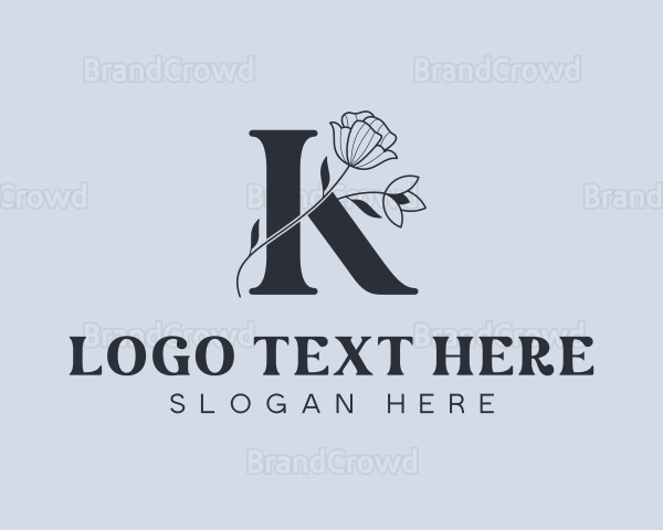 Beauty Floral Letter K Logo