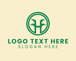 Circle - Tropical Letter H logo design