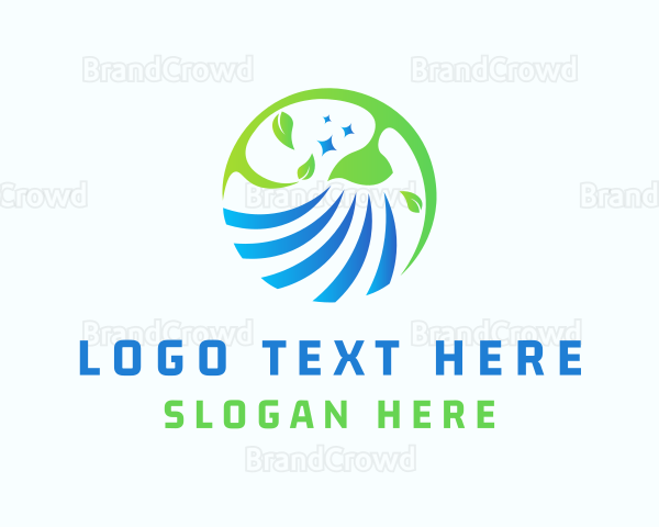 Broom Leaves Cleaning Logo