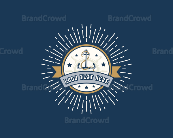 Retro Ship Anchor Rope Logo