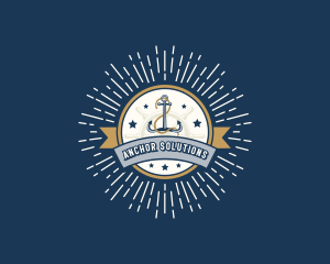 Retro Ship Anchor Rope logo design