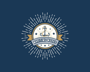 Retro Ship Anchor Rope logo design