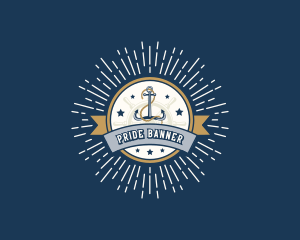 Retro Ship Anchor Rope logo design