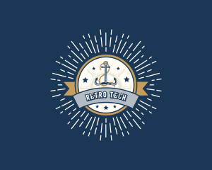 Retro Ship Anchor Rope logo design