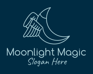 Nighttime - Blue Crescent Wings logo design