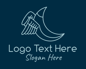 Winged - Blue Crescent Wings logo design