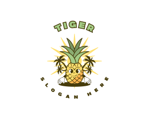 Vegetarian - Tropical Pineapple Fruit logo design