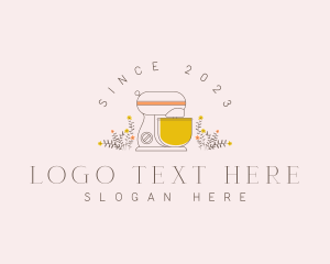 Stand Mixer - Floral Pastry Baking logo design
