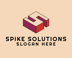 3D Pixel Letter S logo design