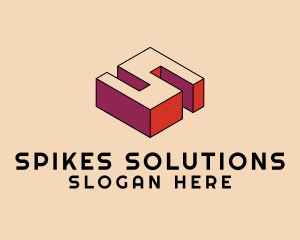 3D Pixel Letter S logo design