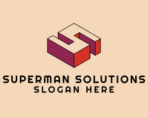 3D Pixel Letter S logo design