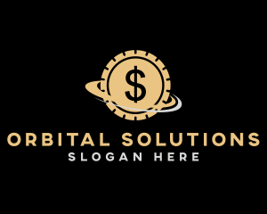 Dollar Coin Orbit logo design