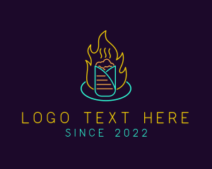Sizzling - Neon Flaming Kebab logo design