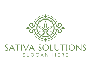 Sativa - Circle Marijuana Leaf logo design