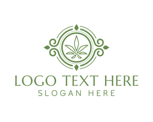 Bong - Circle Marijuana Leaf logo design