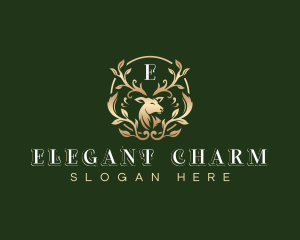 Elegant Floral Deer logo design