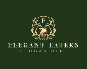 Elegant Floral Deer logo design