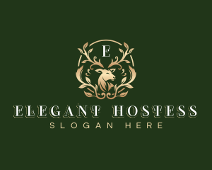 Elegant Floral Deer logo design