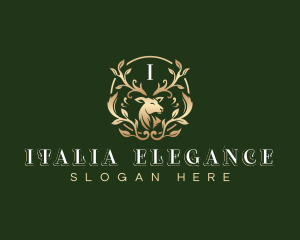 Elegant Floral Deer logo design