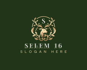 Elegant Floral Deer logo design